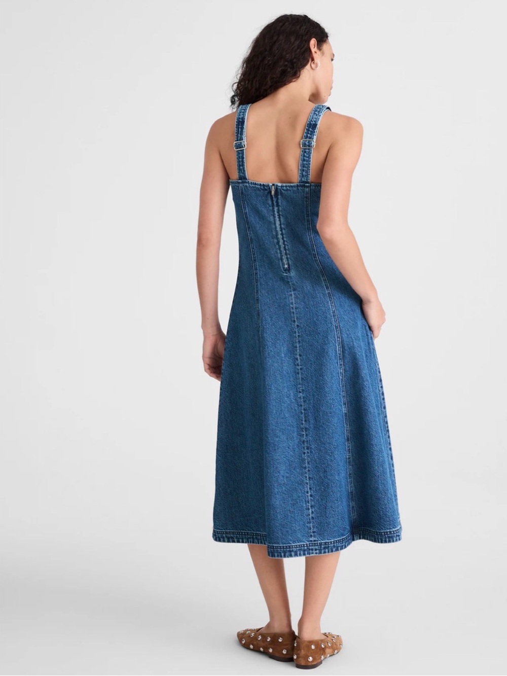 Madewell Denim Scoopneck Midi Dress in Canby Wash - Picture 2 of 7